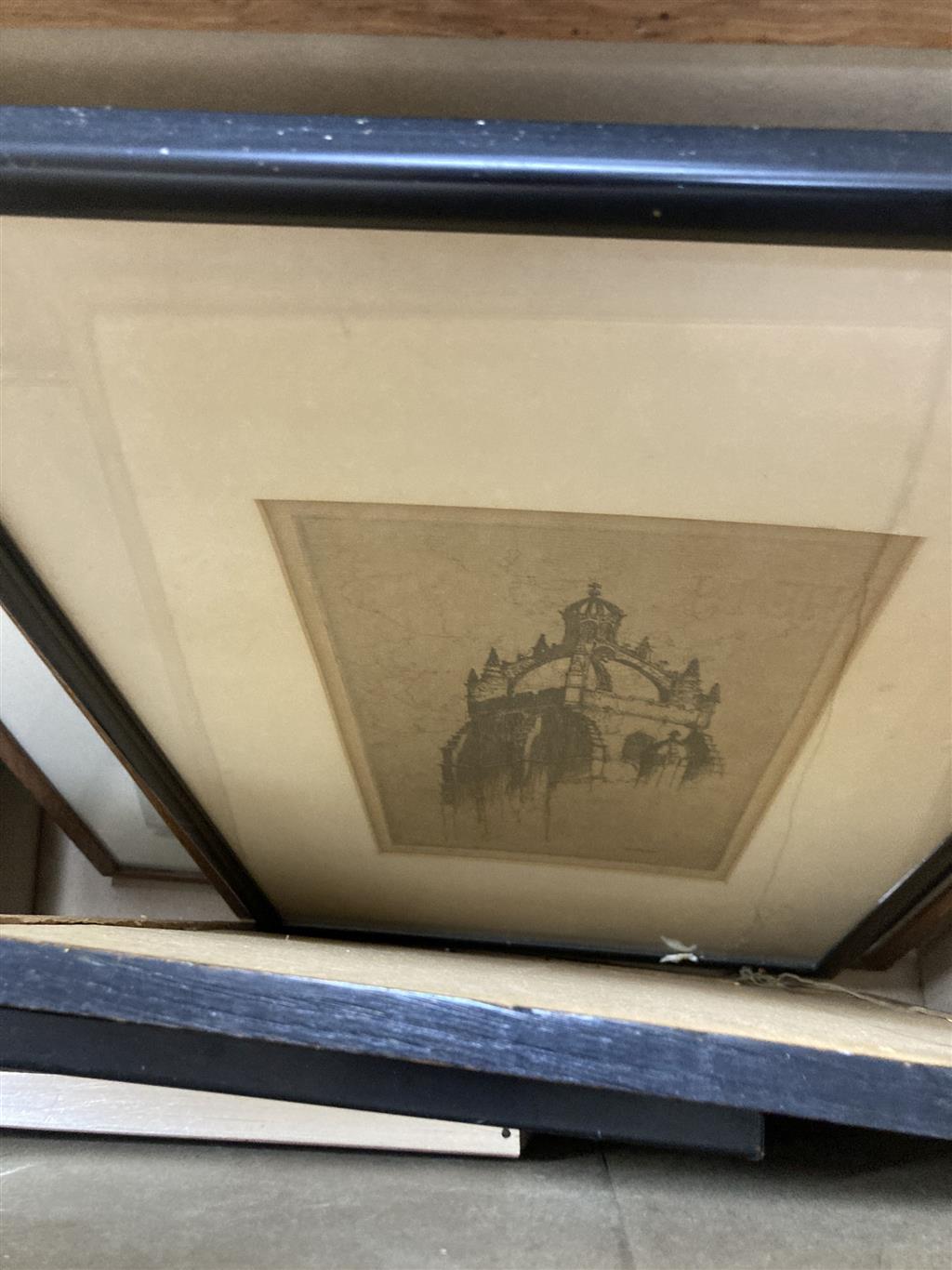 A large collection of mixed prints and etchings etc